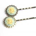 Vintage Style Bobby Pin Green Yellow