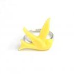 Yellow Bird Ring Adjustable Resin Silver Ring